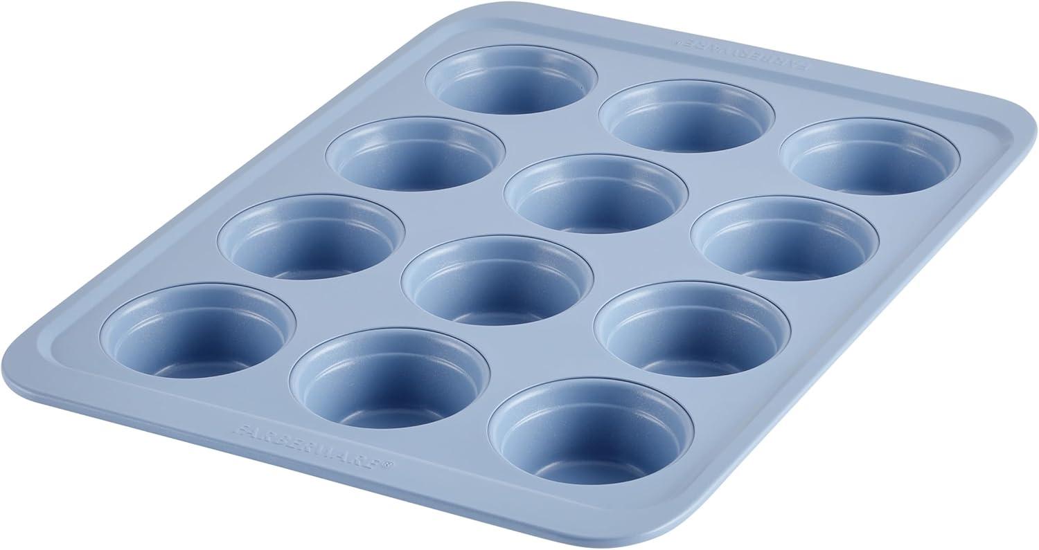 Farberware Easy Solutions Nonstick Bakeware 12-Cup Muffin Pan, Blue