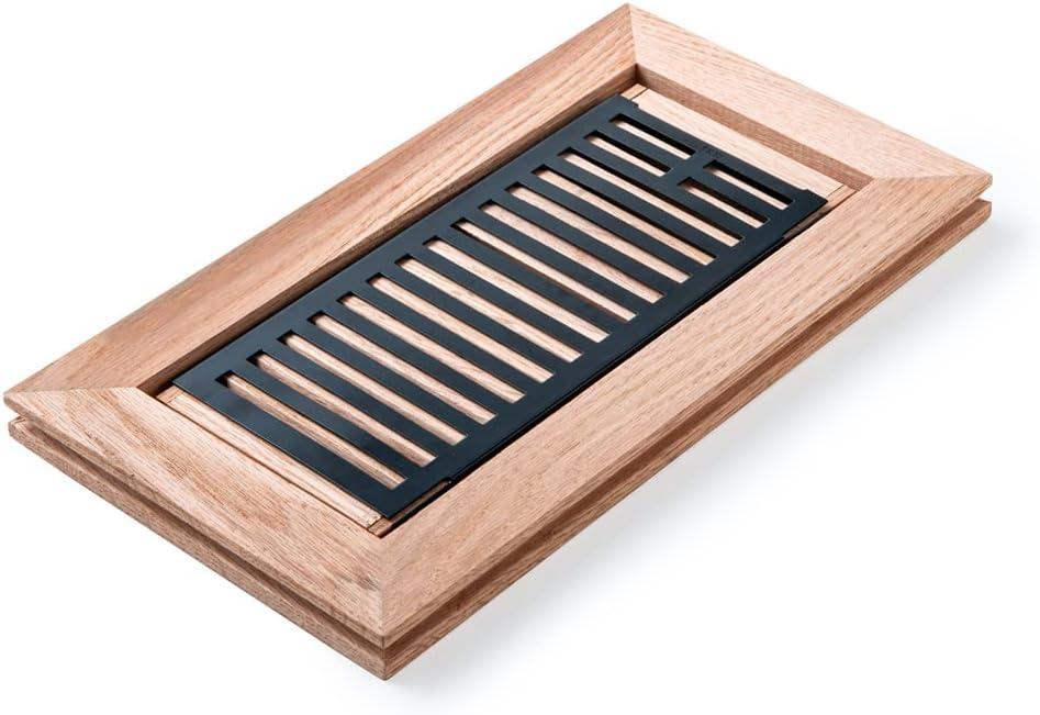 Hardwood White Oak Floor Register, Flush Mount with Frame, 4x10 Inch, Unfinished