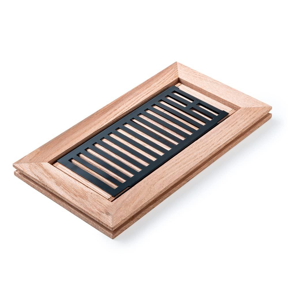 Hardwood White Oak Floor Register, Flush Mount with Frame, 4x10 Inch, Unfinished