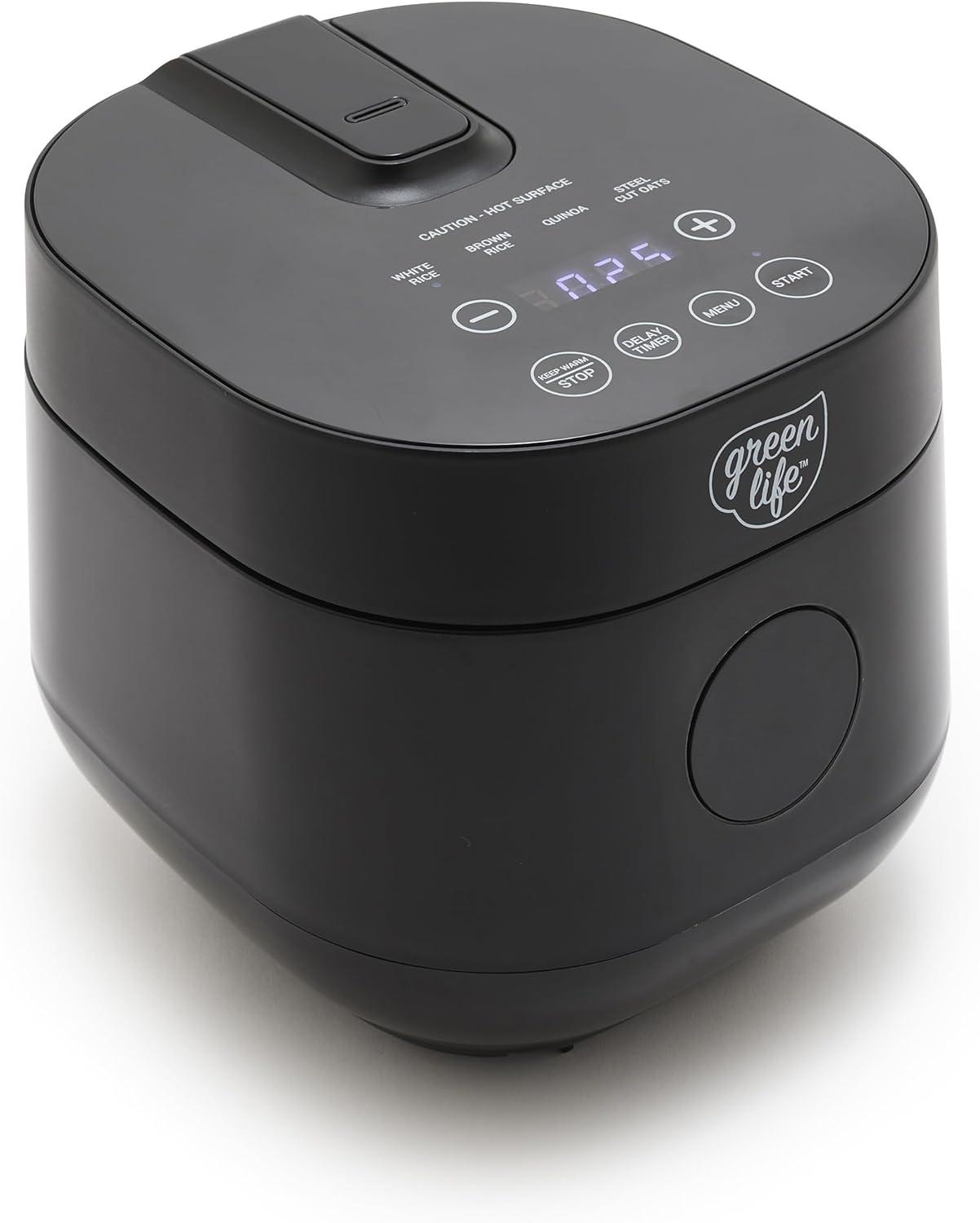 Black 4-Cup Digital Ceramic Nonstick Rice Cooker