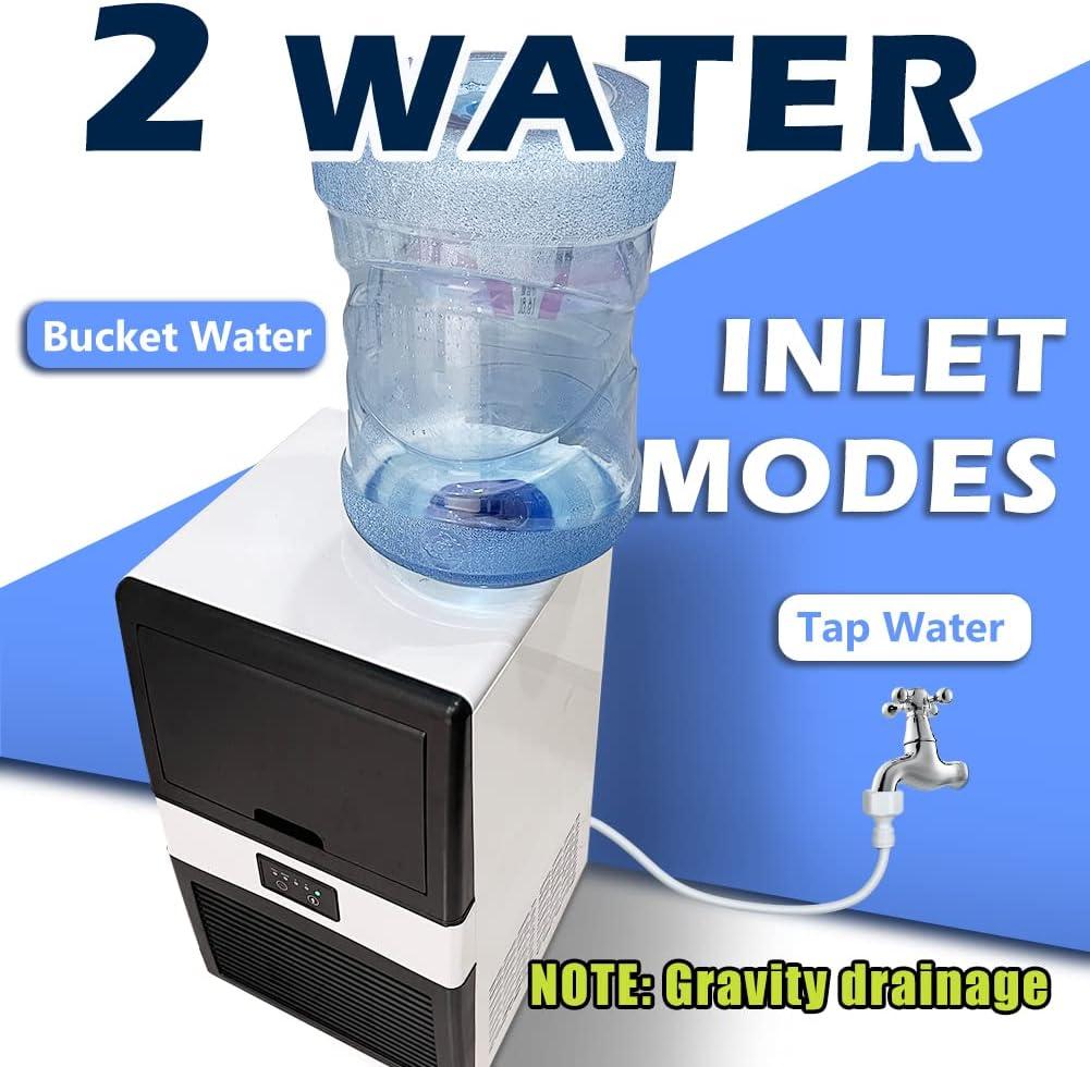 Commercial Ice Maker Machine, 70 LBS/24H Under Counter Large Ice Machine w/ 10 LBS Capacity Ice Storage Bin, 2 Water Inlet Modes, Freestanding & Built in Ice Maker for Bar/Home/Office/Shop, White