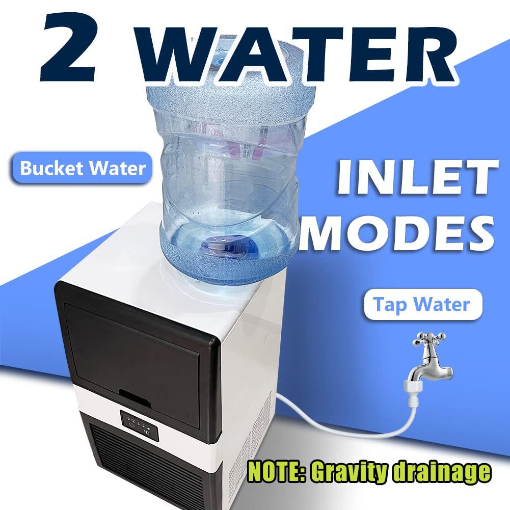Commercial Ice Maker Machine, 70 LBS/24H Under Counter Large Ice Machine w/ 10 LBS Capacity Ice Storage Bin, 2 Water Inlet Modes, Freestanding & Built in Ice Maker for Bar/Home/Office/Shop, White