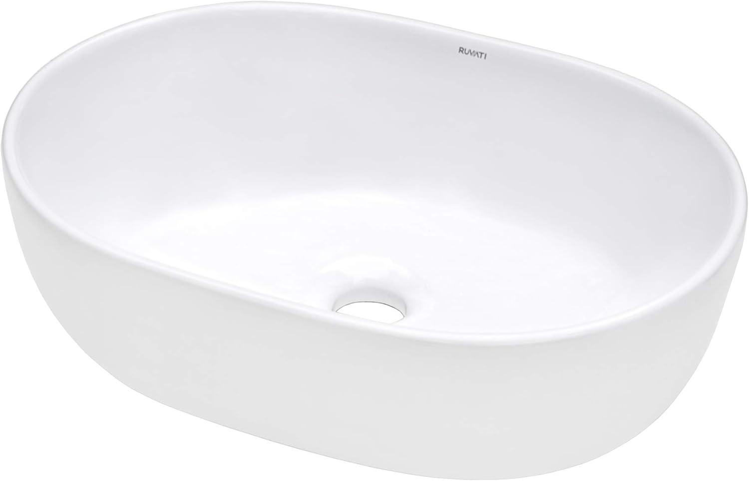 Ruvati RVB0419 Ruvati inch Bathroom Vessel Sink White Oval Above Counter Vanity Porcelain Ceramic