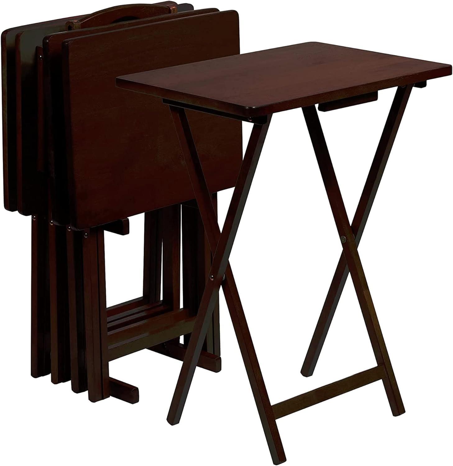 PJ Wood PJ Wood Folding TV Tray Tables with Compact Storage Rack, 5 Piece Set