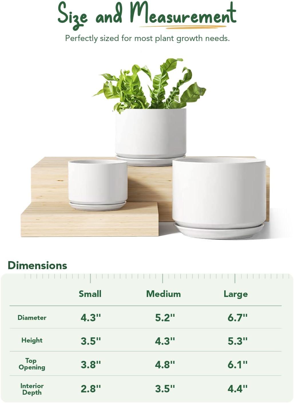 Set Of 3 Modern Ceramic Planter Pots With Drainage - Stylish Indoor/Outdoor Decor