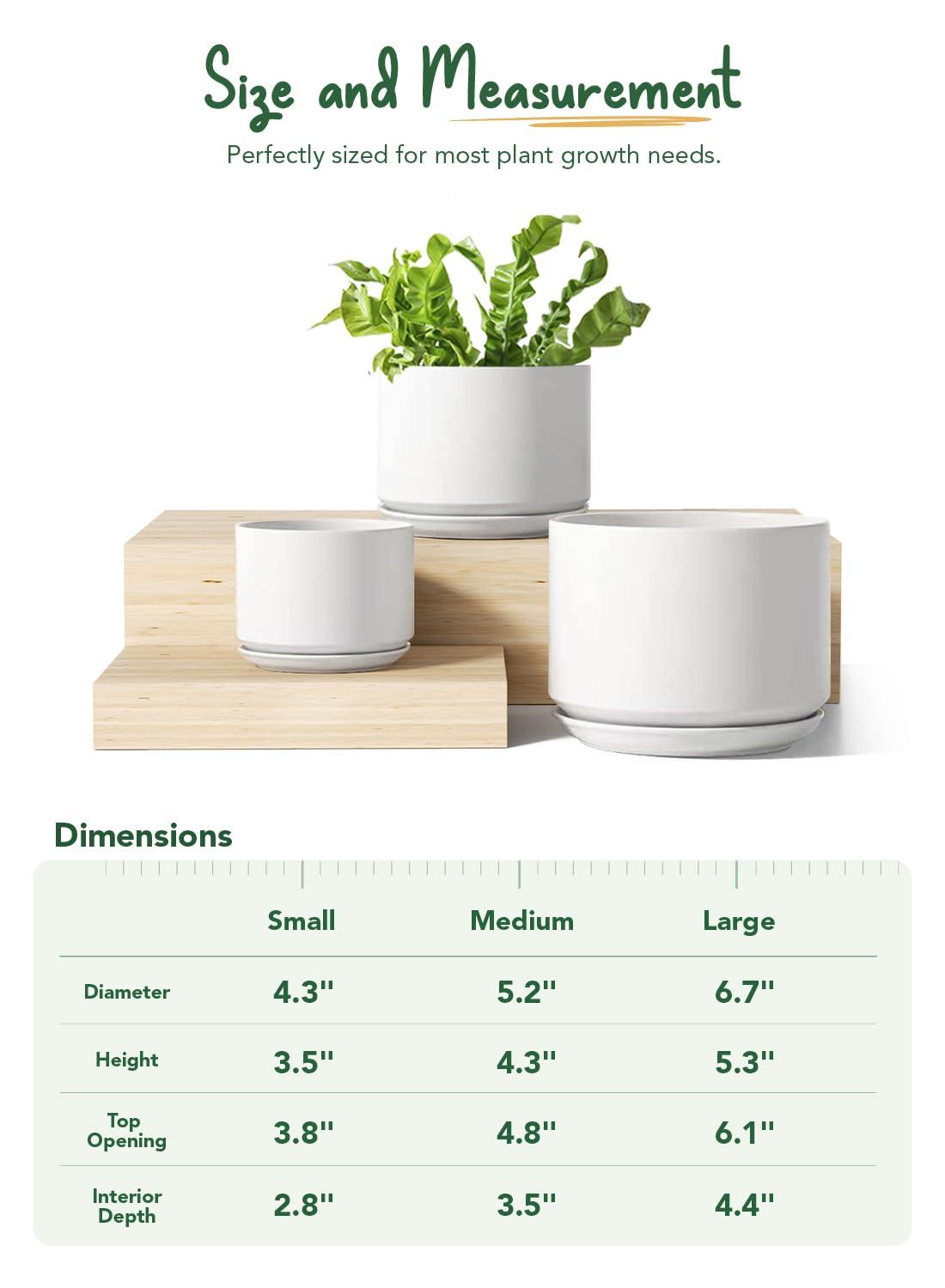 Set Of 3 Modern Ceramic Planter Pots With Drainage - Stylish Indoor/Outdoor Decor