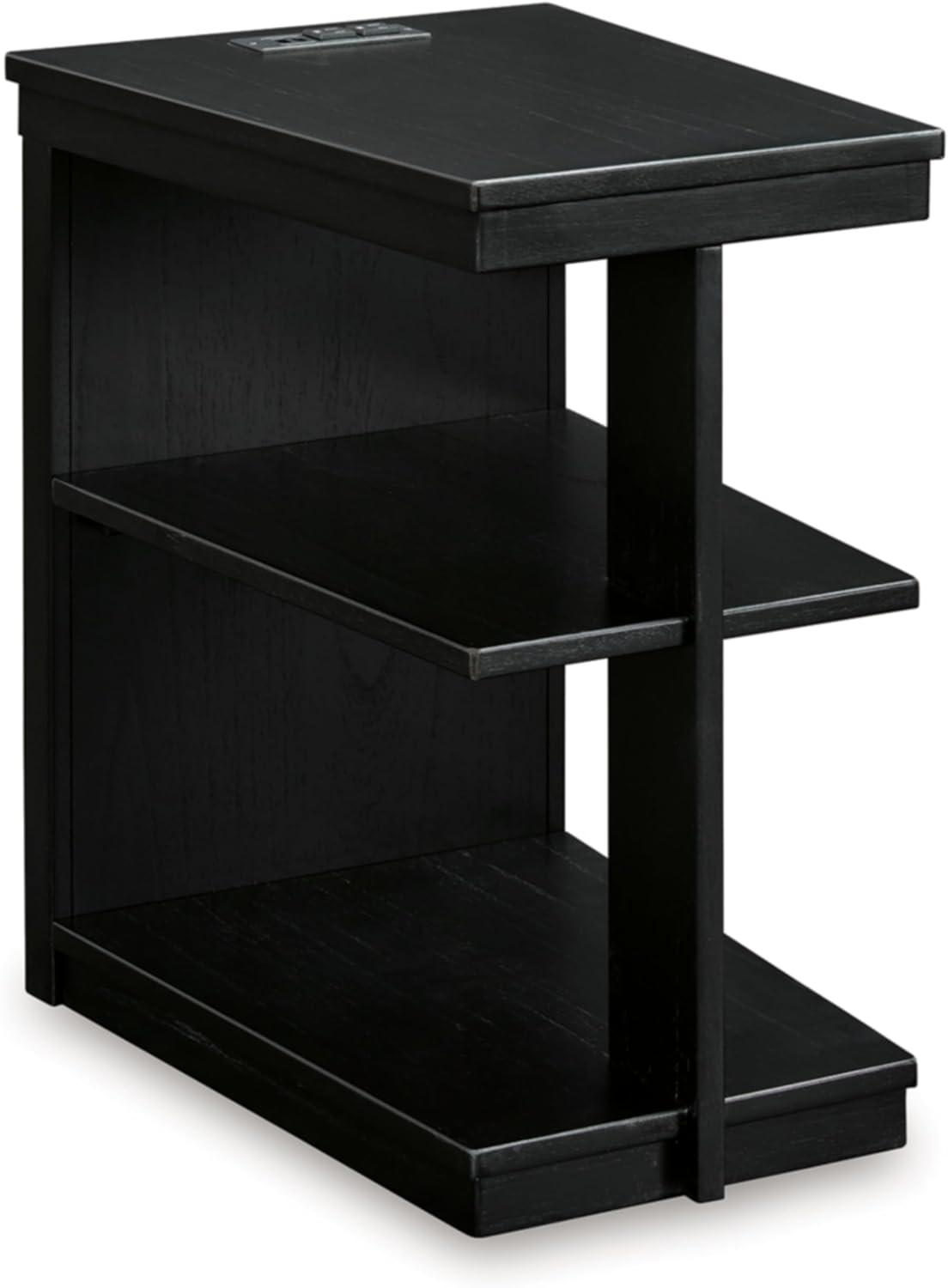 Signature Design by Ashley Winbardi Chairside 2 Shelf End Table with USB Charging, Black