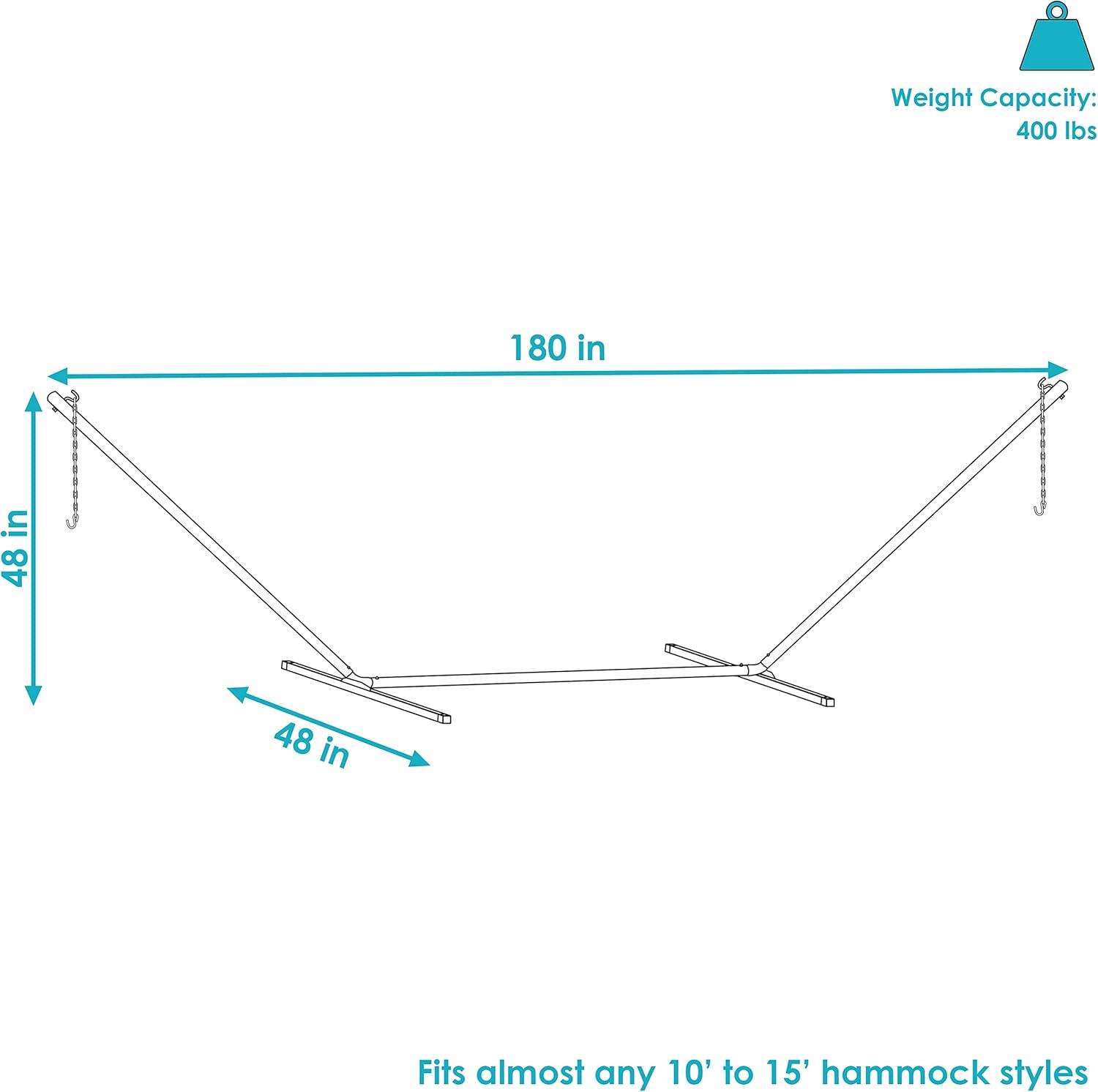 Sunnydaze Large 2-Person Hammock Stand with Heavy-Duty Steel Beam Construction - 400-lb Weight Capacity/15' Stand - Black