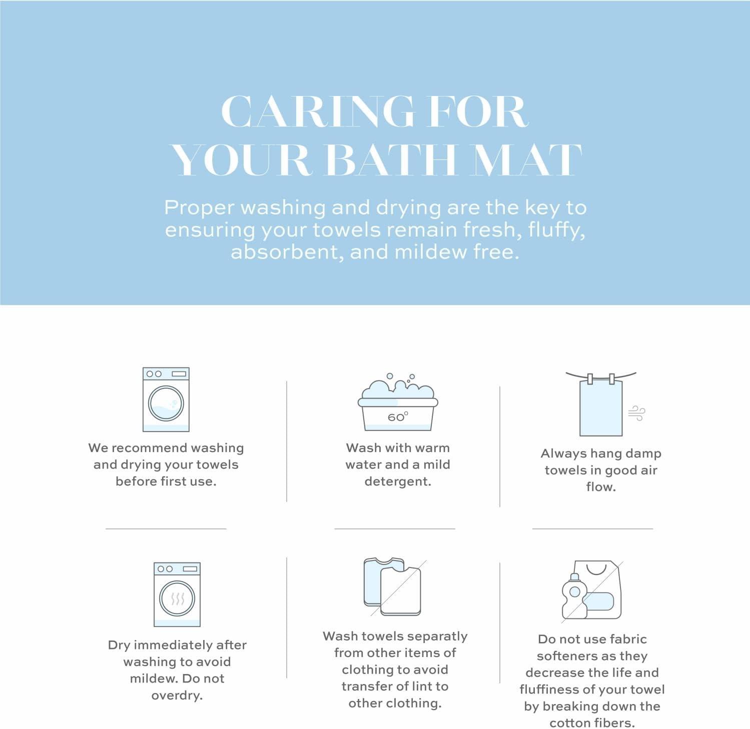 White Classic Cotton Bath Mat Floor Towel [Not a Rug] 2-Pack - 22x34" Pink