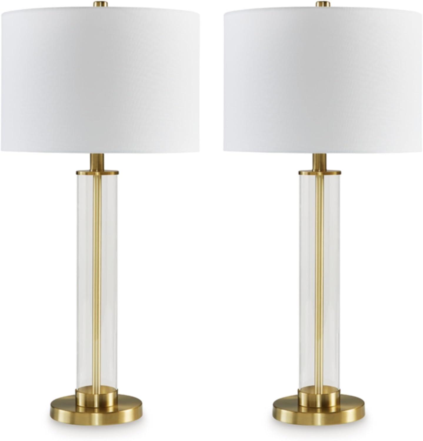 Signature Design by Ashley Orenman Table Lamps: Metallic Finish, Drum Shade, 29.25" Height