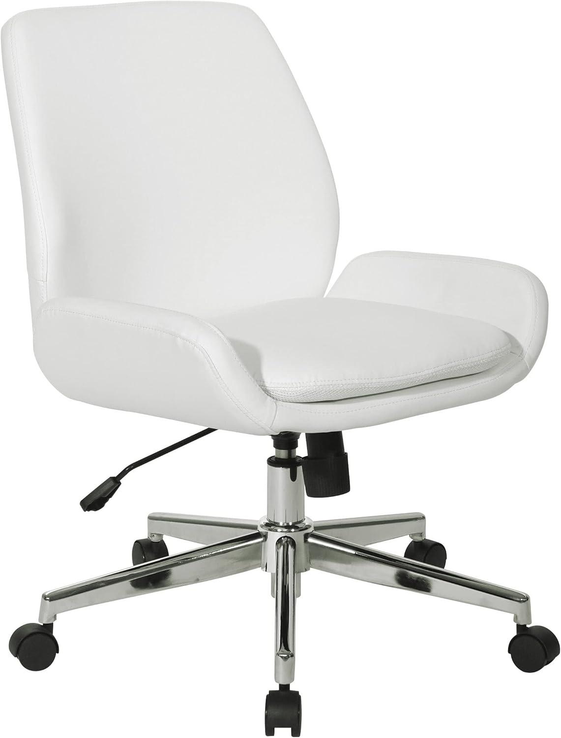 Office Star Products Black Faux Leather Chair with Chrome Finish Base