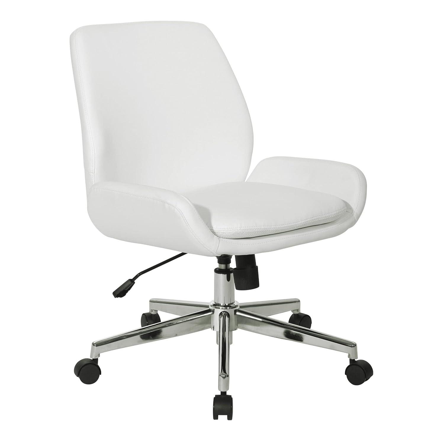 Office Star Products Black Faux Leather Chair with Chrome Finish Base