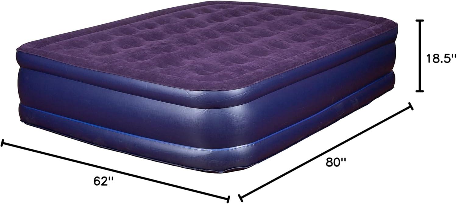 Blue Double High Inflatable Air Mattress with Pump