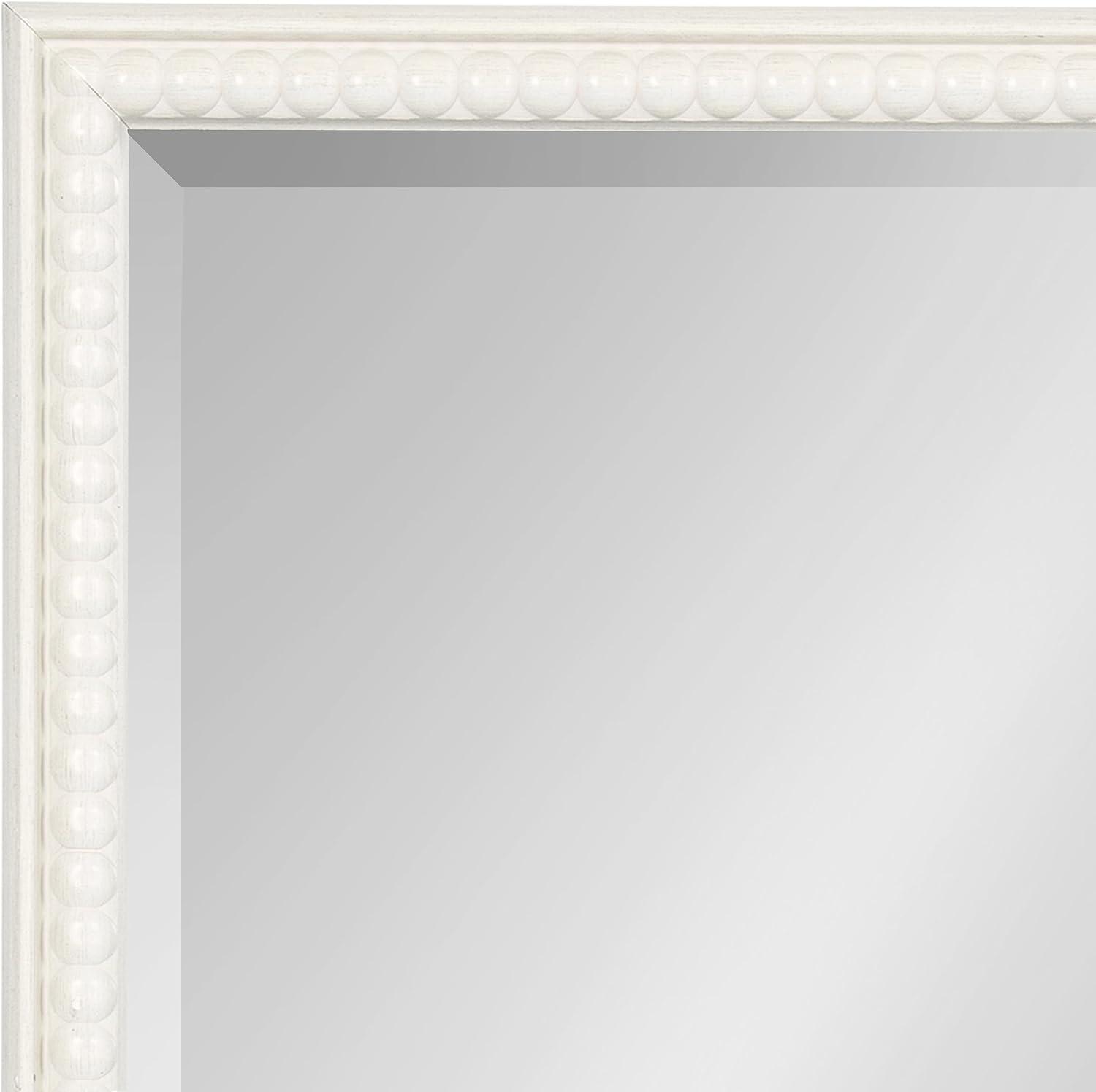 18" x 24" White Beaded Ornate Rectangle Wall Mirror