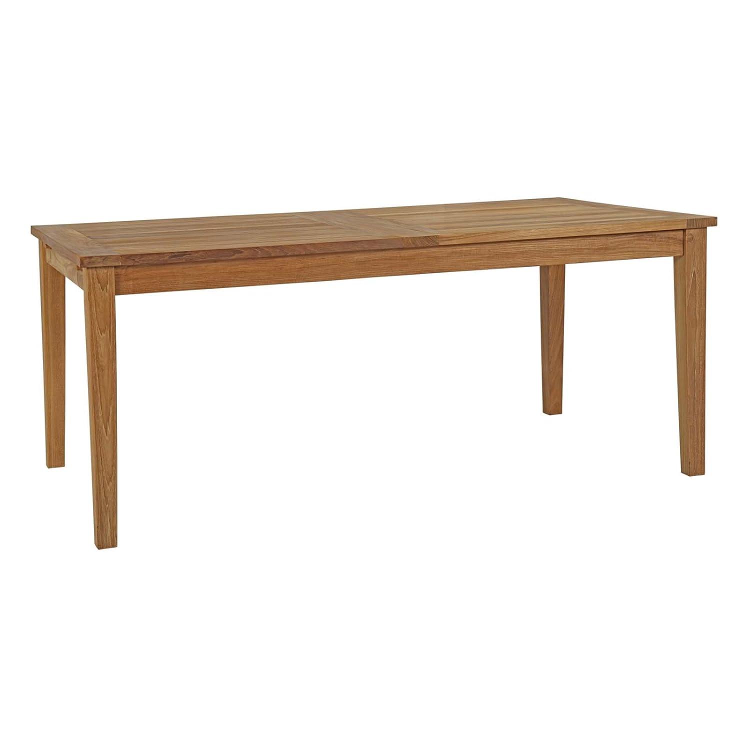 Marina Natural Teak Wood Extendable Outdoor Dining Table