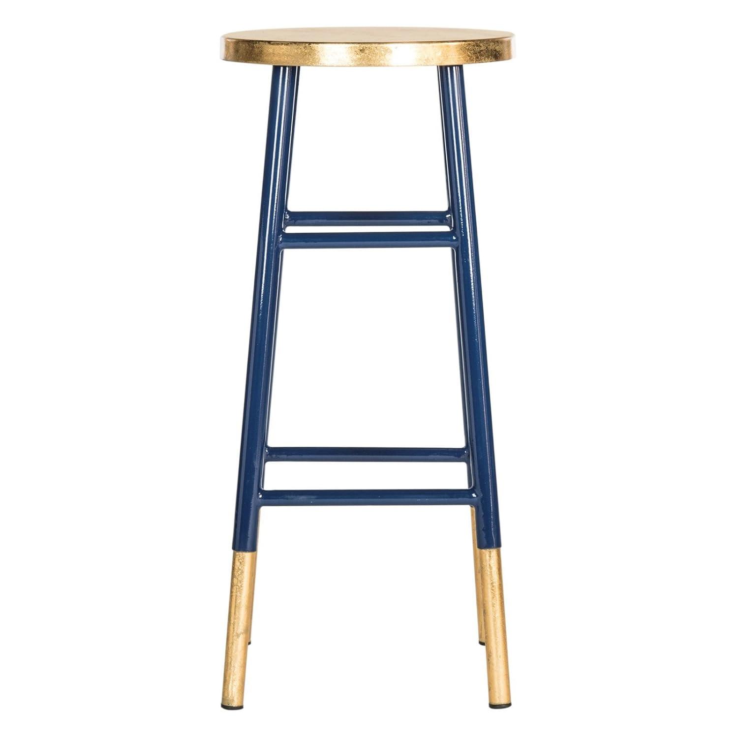 Emery Dipped Gold Leaf Bar Stool - FOX3230 - Navy/Gold - Safavieh Couture