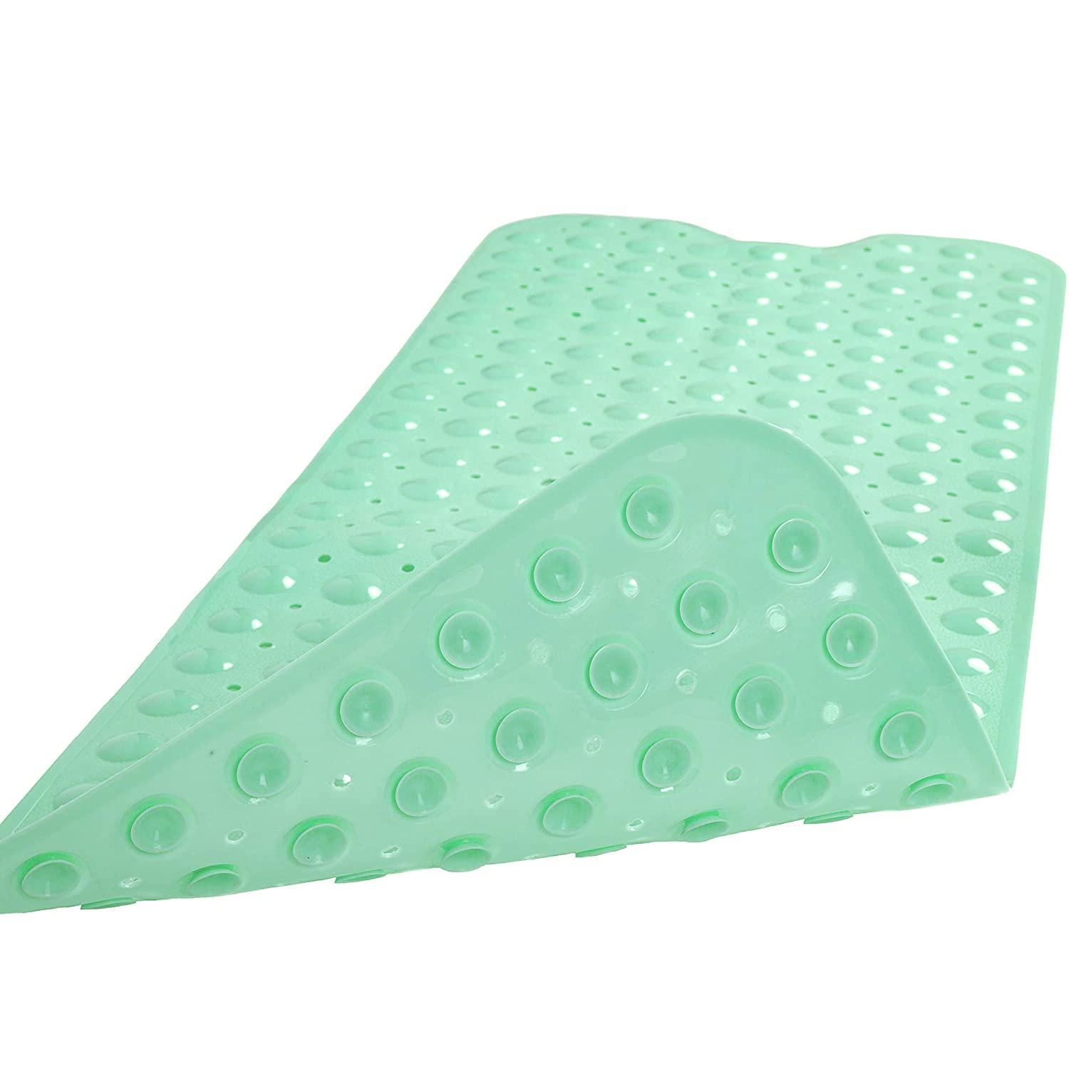 Bathtub and Shower Mats, Extra Long Non-Slip Bath Mat 39 x 16 Inch, Machine Washable Bath Tub Mat with Suction Cups & Drain Holes for Bathroom, Pale Green