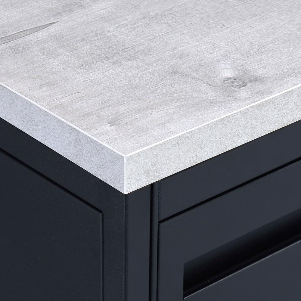 Gray Washed Maple Laminate L-Shaped Corner Desk with Filing Cabinet