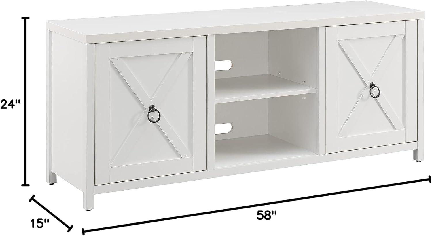 White Oak Rectangular TV Stand with Cabinets