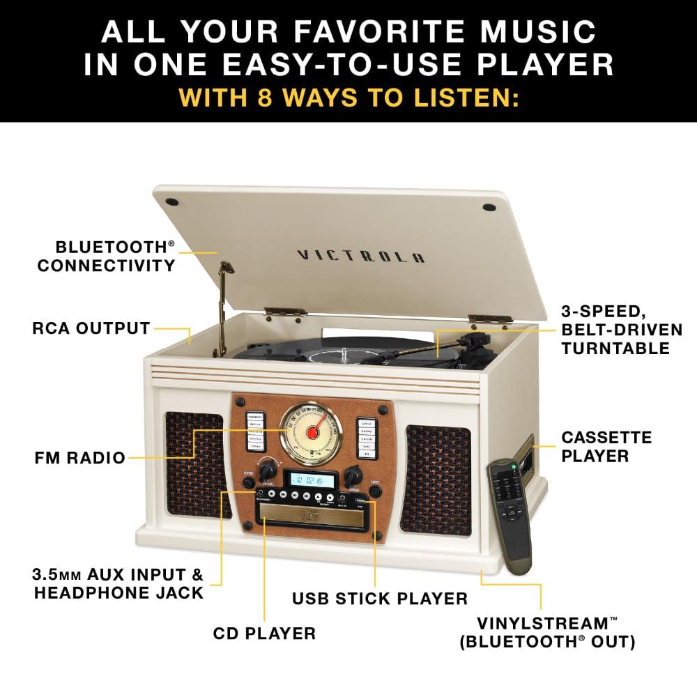 Victrola Navigator Bluetooth Record Player - Espresso: Belt Drive, Remote Control Included