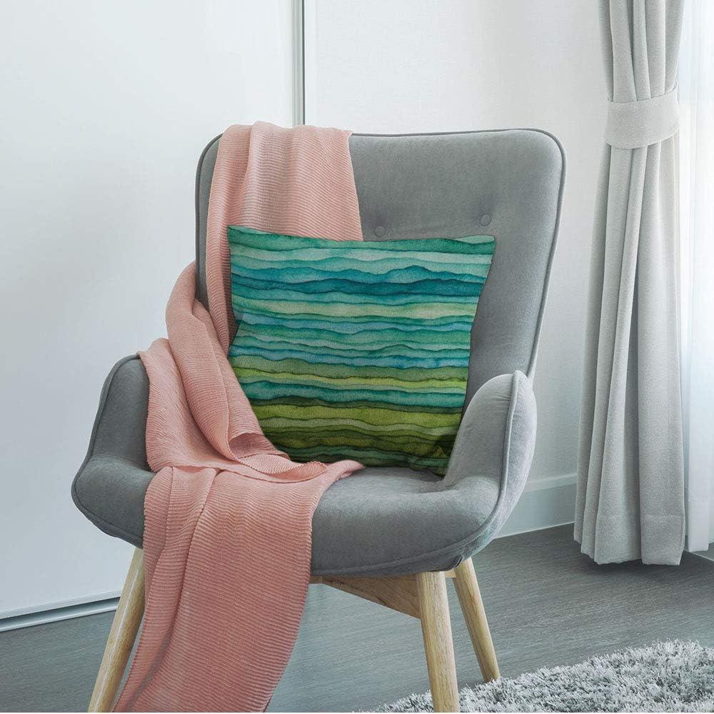 HGOD DESIGNS Watercolor Throw Pillow Cover,Stripped Waves Blue and Green Paint Brush Gradient Marine Sea Splash Decorative Pillow Case Cushion Covers for Home Sofa Couch 18x18 inch