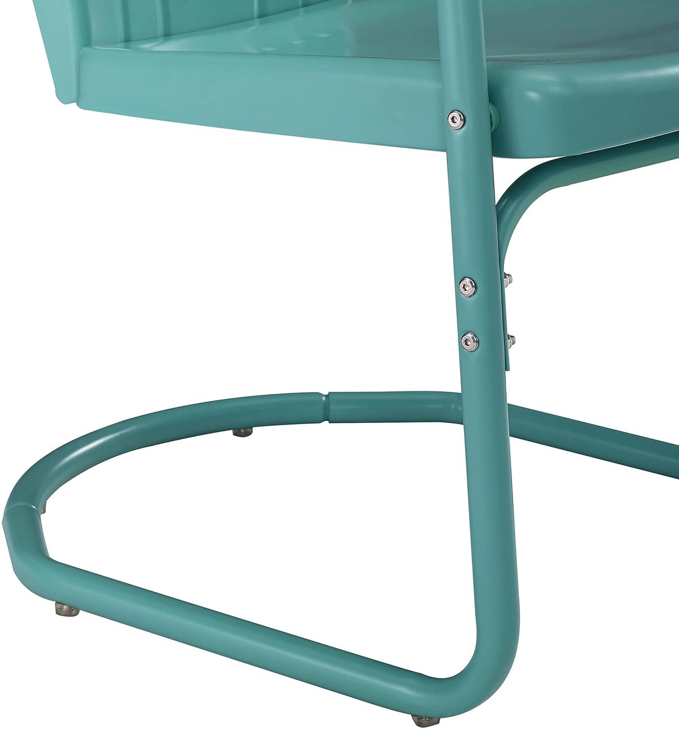 2pc Tulip Retro Metal Chair - Blue - Crosley: Steel Construction, Weather-Resistant, Vintage Design