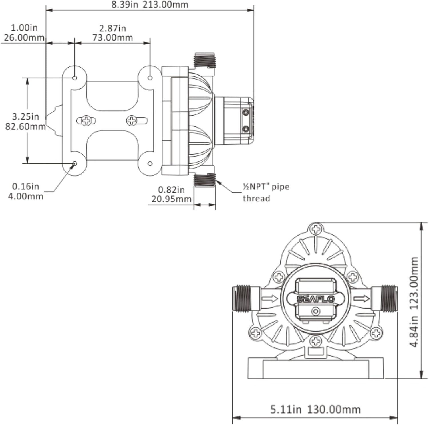 SEAFLO 12V Orange and White Self-Priming Water Pump