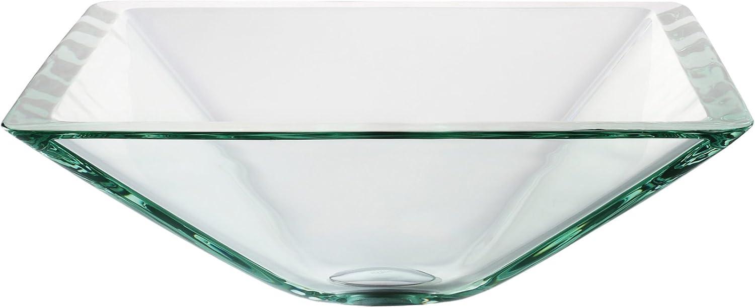 Clear Square Glass Above-Counter Vessel Sink