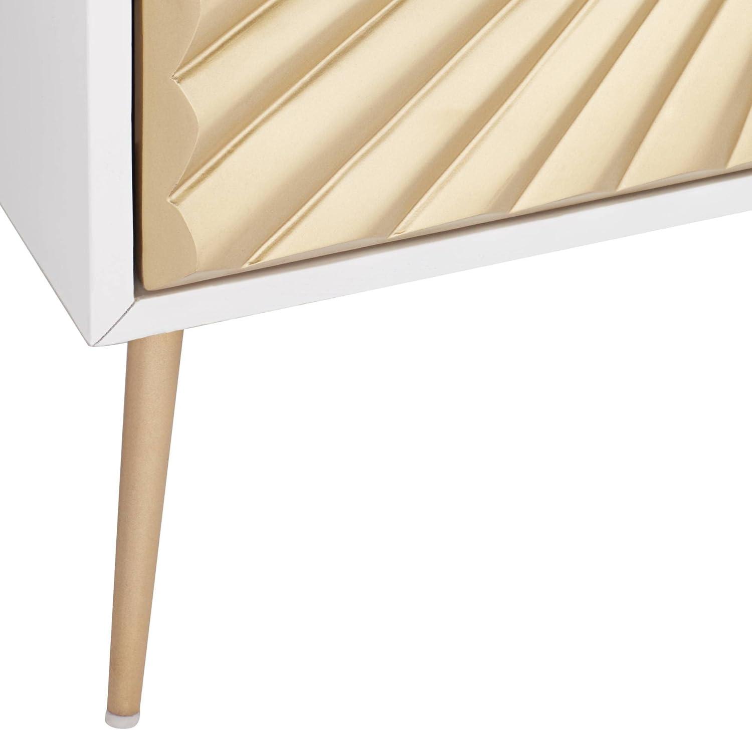 55 Downing Street Starburst 32" Wide White and Gold 2-Door Cabinet