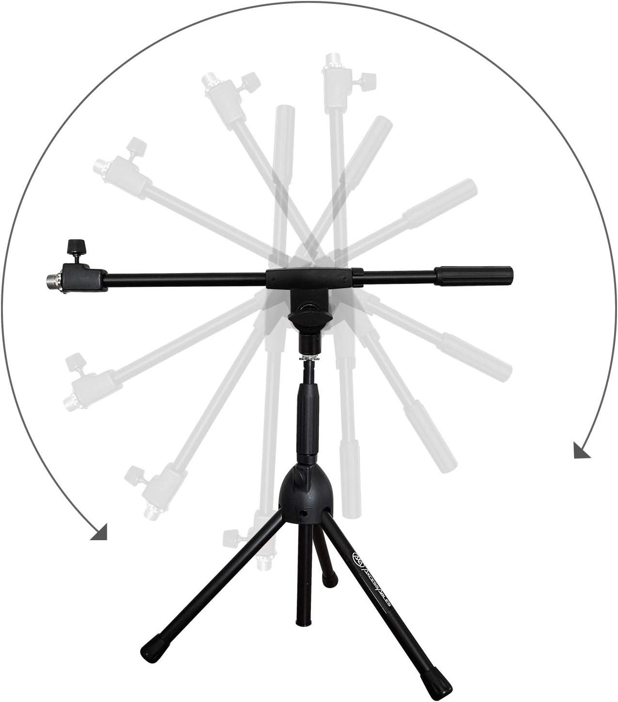 AxcessAbles Short Microphone Stand with Boom Arm | Low Profile Mic Tripod Stand for Kick Drums | Guitar Amp Stand | Low-Pro Mike Stand (MS-101L)