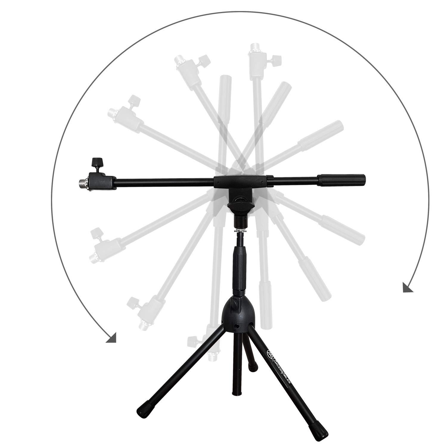 AxcessAbles Short Microphone Stand with Boom Arm | Low Profile Mic Tripod Stand for Kick Drums | Guitar Amp Stand | Low-Pro Mike Stand (MS-101L)