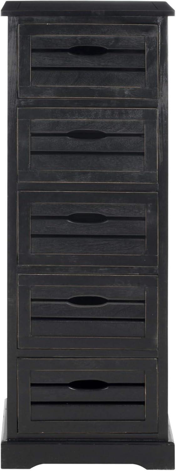 Samara 5 Drawer Cabinet - AMH5714 - Distressed Black - Safavieh Couture
