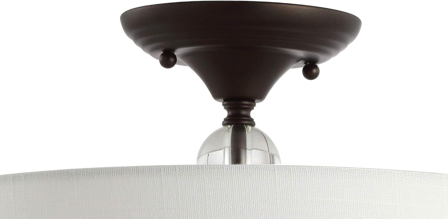 JONATHAN Y JYL9033A Marc 15" Metal/Crystal LED Semi-Flush Mount Contemporary,Traditional,Transitional Dimmable, 2700K Cozy Warm Light, for Kitchen,Hallway,Bathroom,Stairwell, OilRubbedBronze/White