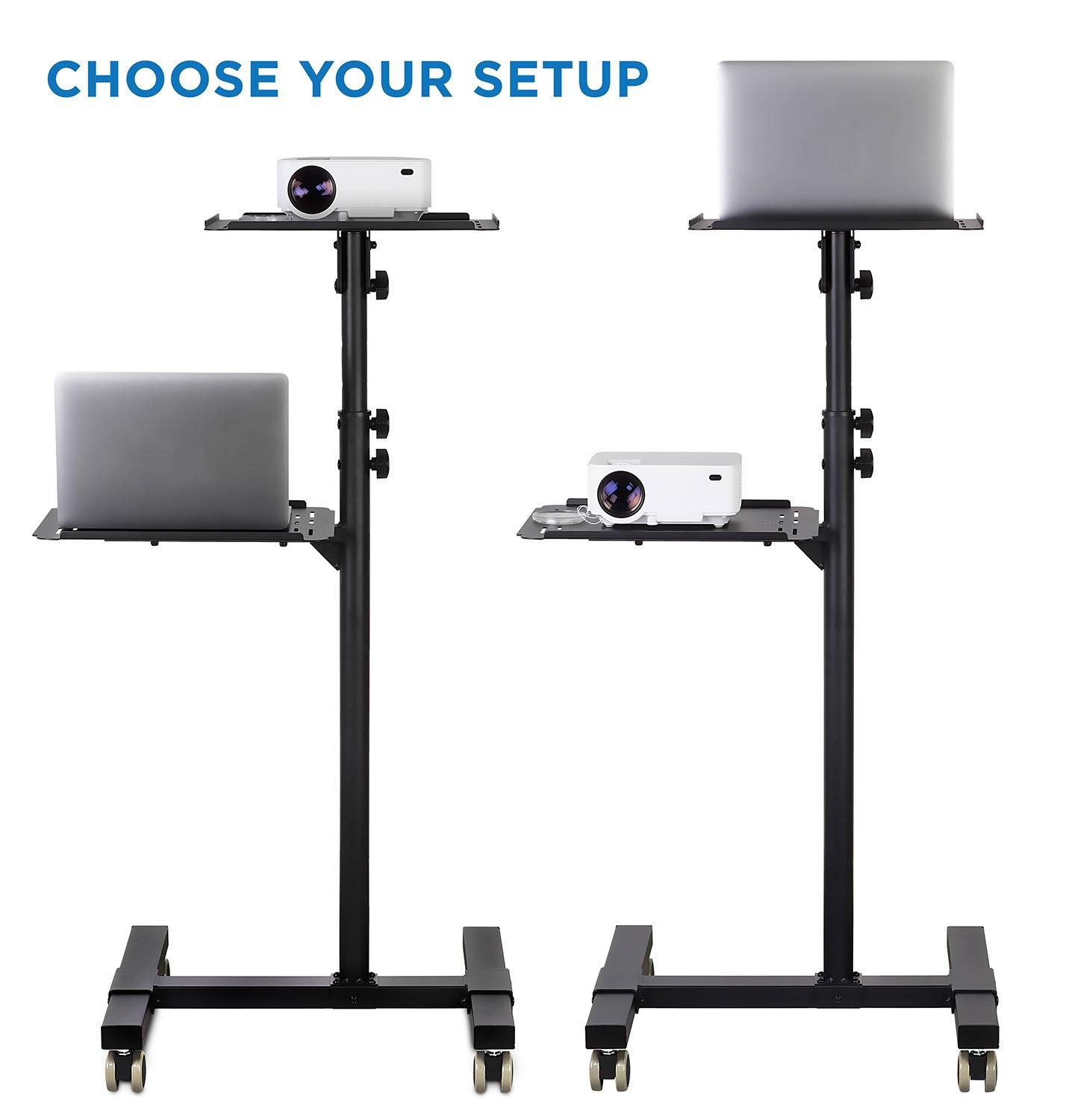 Mount-it Mount-It! Mobile Projector and Laptop Stand with 2 Shelves, Rolling Cart