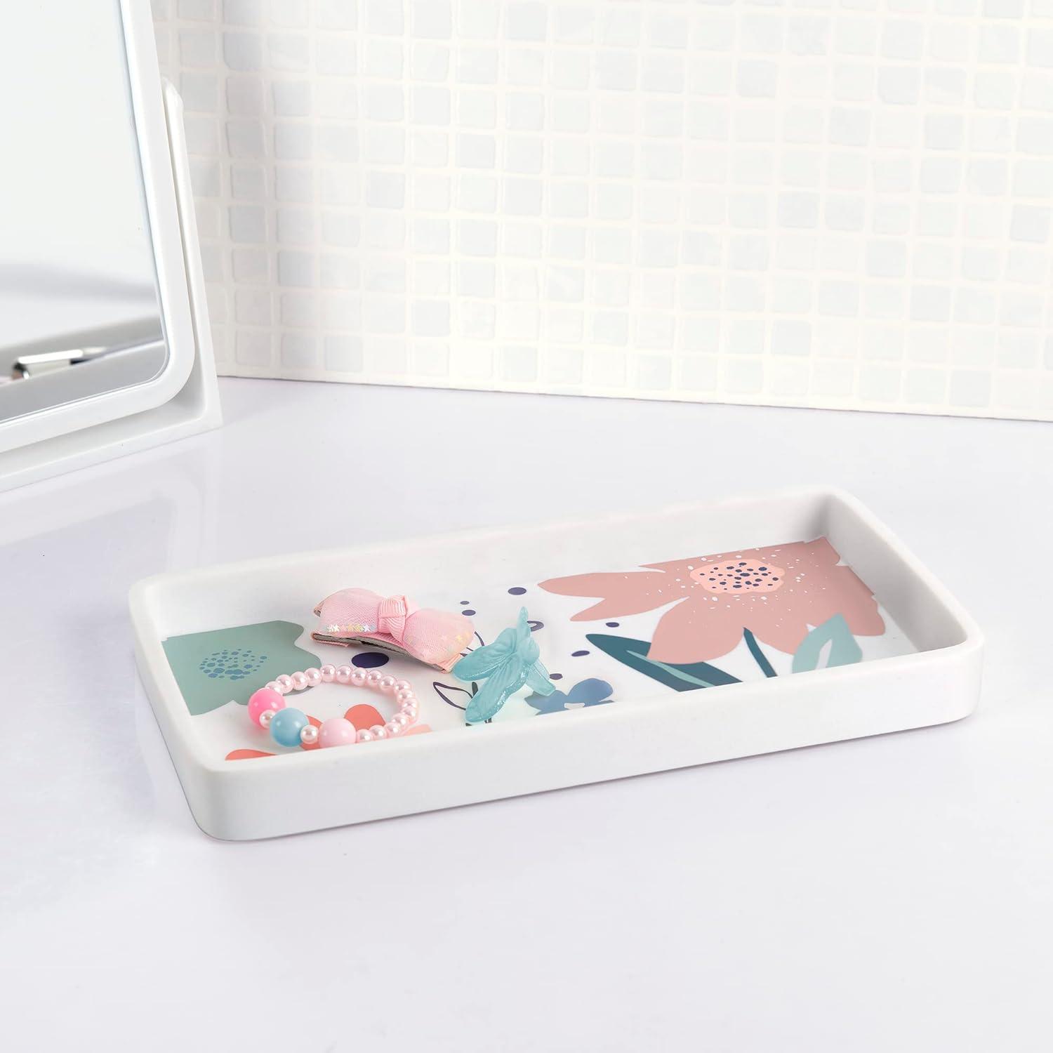 Summer Flower Multicolor Resin 4-Piece Bath Accessory Set