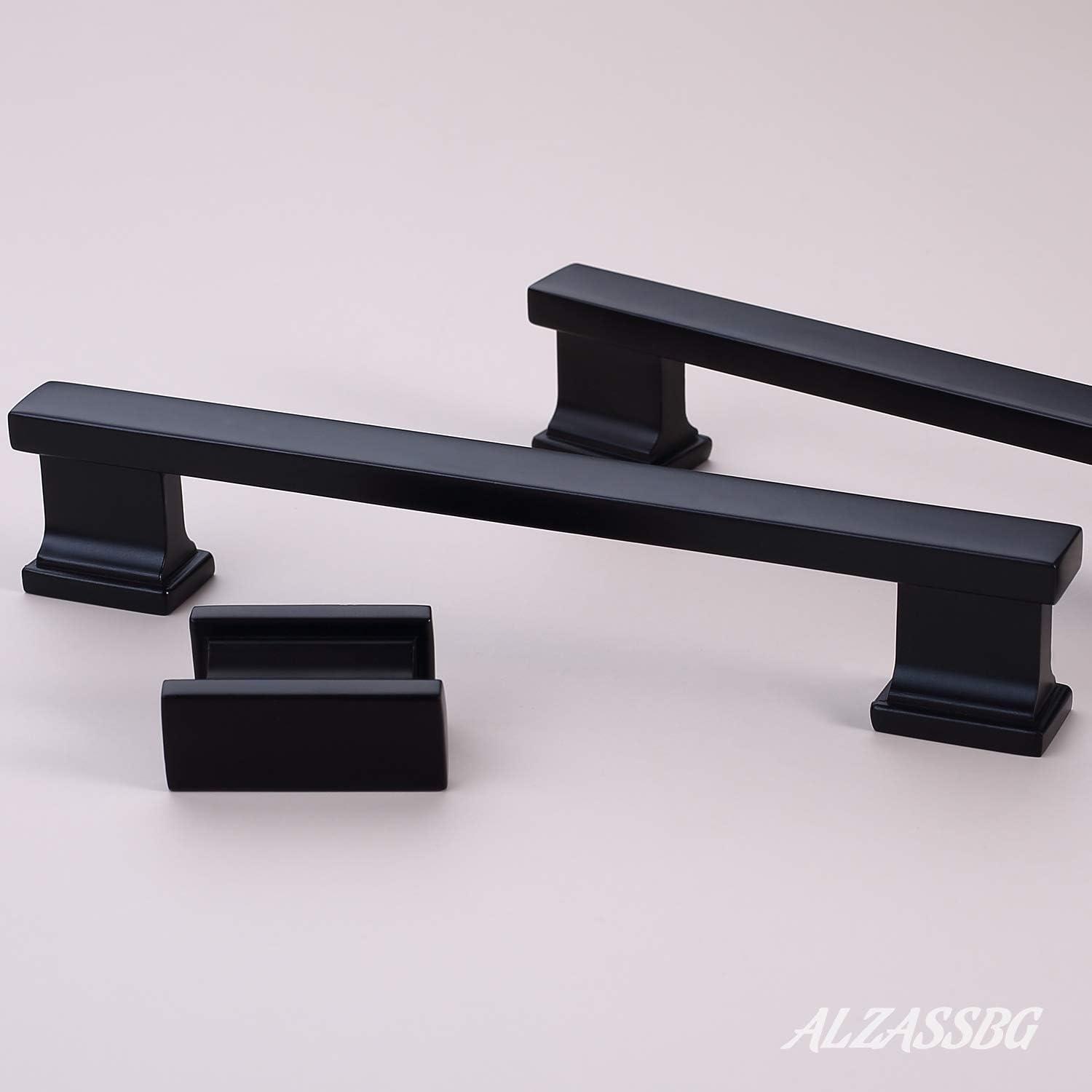 Matte Black Square Zinc Cabinet Knobs with Mounting Hardware