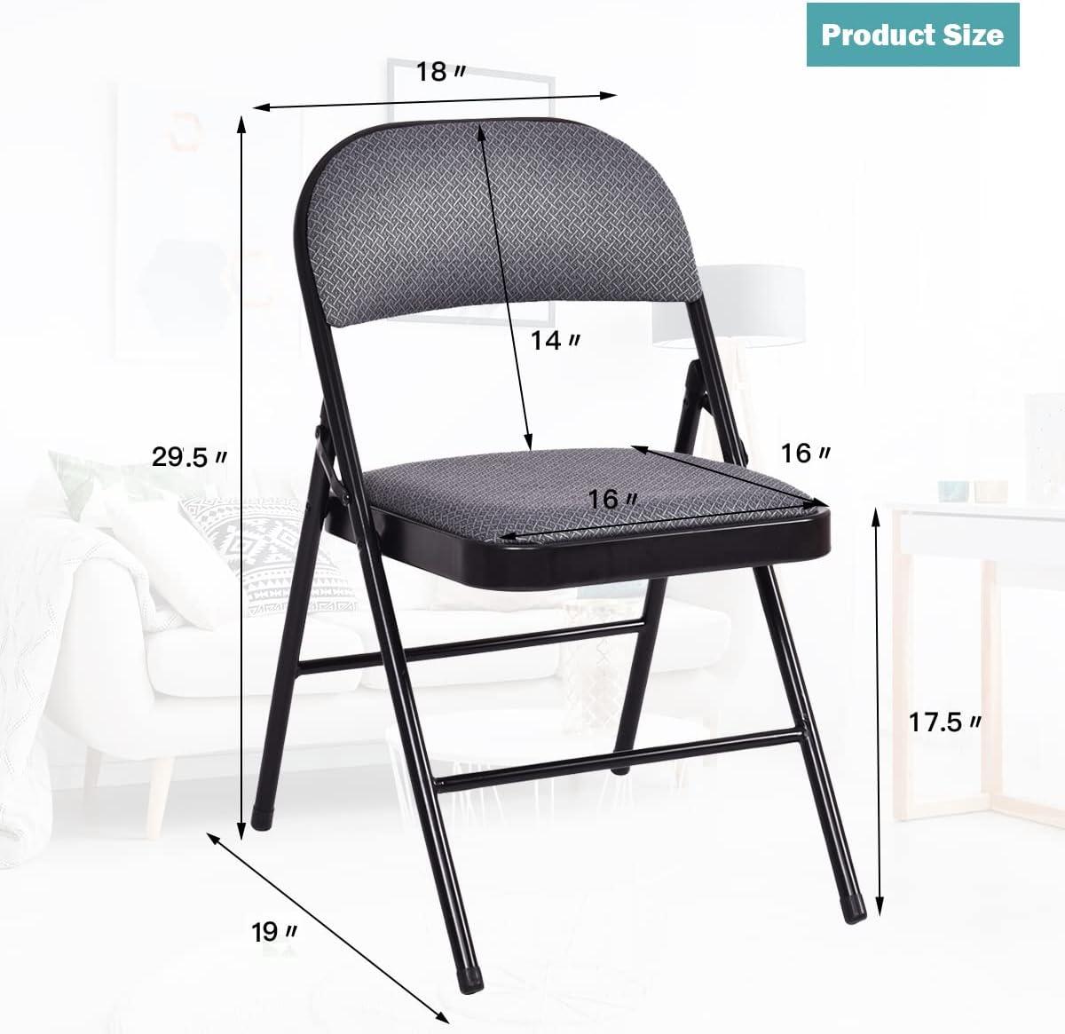 4-Pack Folding Chairs, Fabric Dining Chair Set with Metal Frame, Padded Seat and Back, Non-Slip Foot Pads, Foldable Event Chairs, Party Chair Set for Home Office, Guest Room, Conference Room