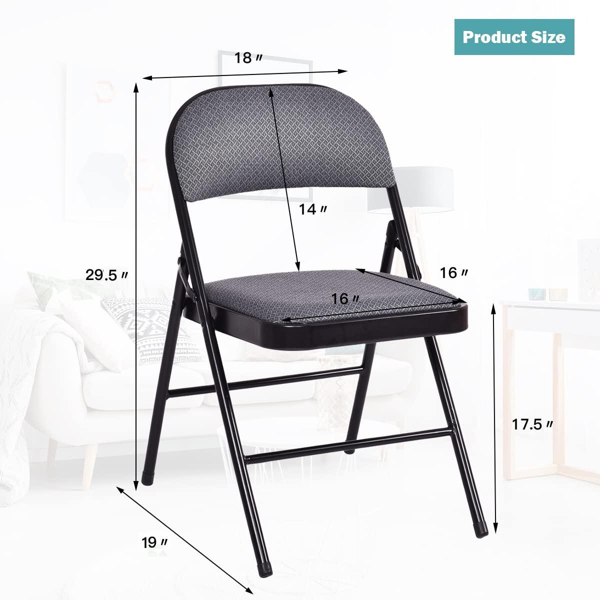 4-Pack Folding Chairs, Fabric Dining Chair Set with Metal Frame, Padded Seat and Back, Non-Slip Foot Pads, Foldable Event Chairs, Party Chair Set for Home Office, Guest Room, Conference Room