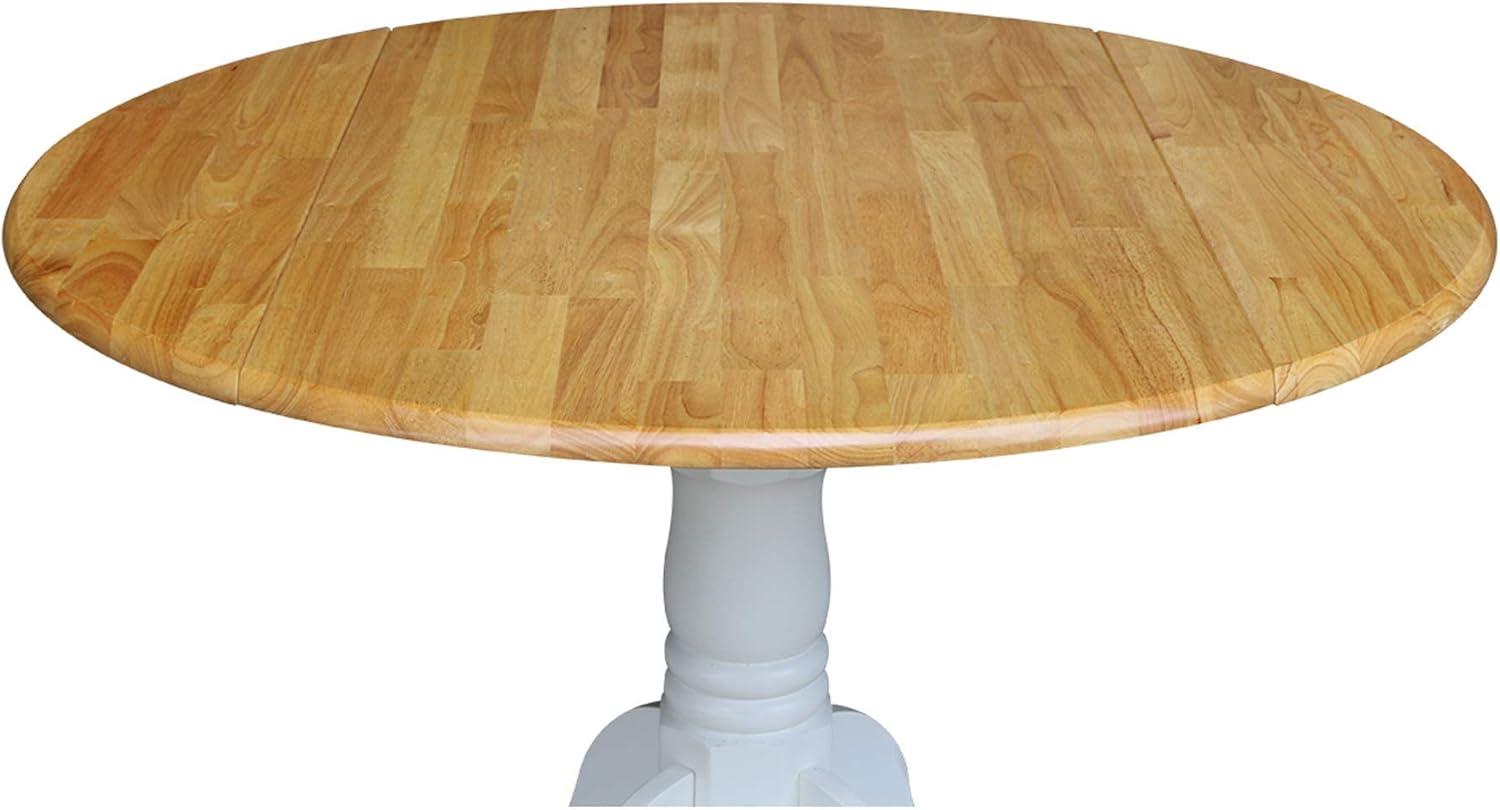 Cottage Charm Off-White Round Wood Extendable Dining Table