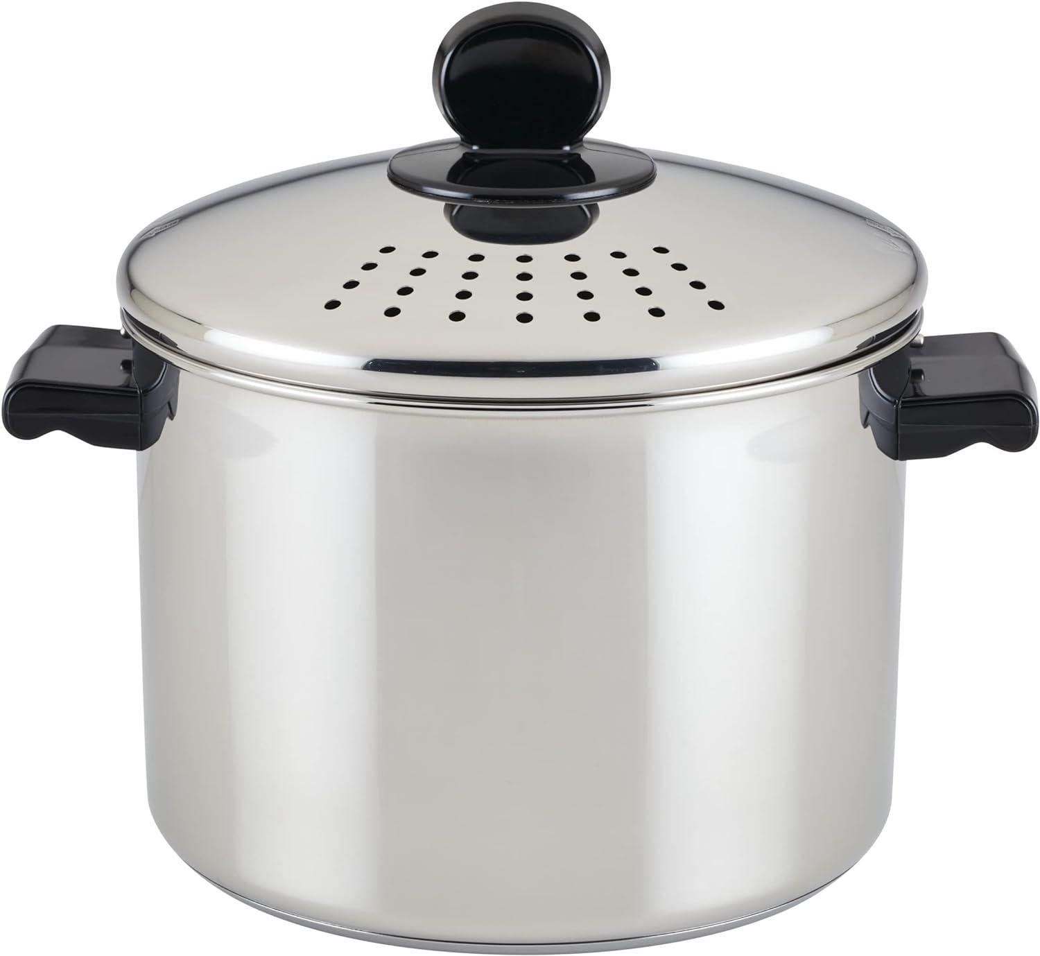 Stainless Steel 8-Quart Covered Straining Stockpot with Lid