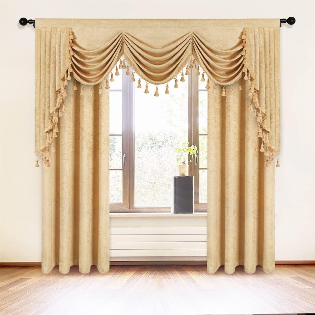 Gold Chenille Waterfall Valance with Rod Pocket