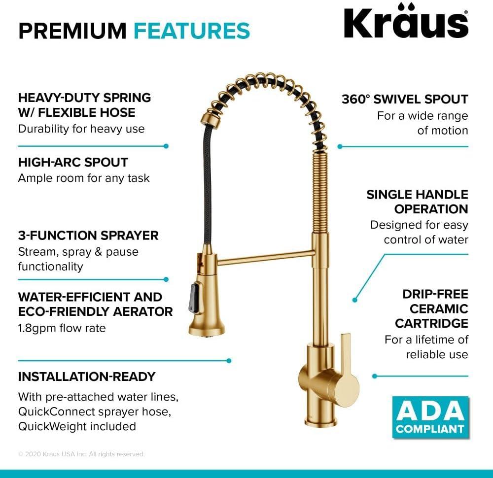 KRAUS Britt Commercial Style Single Handle Pull Down Kitchen Faucet