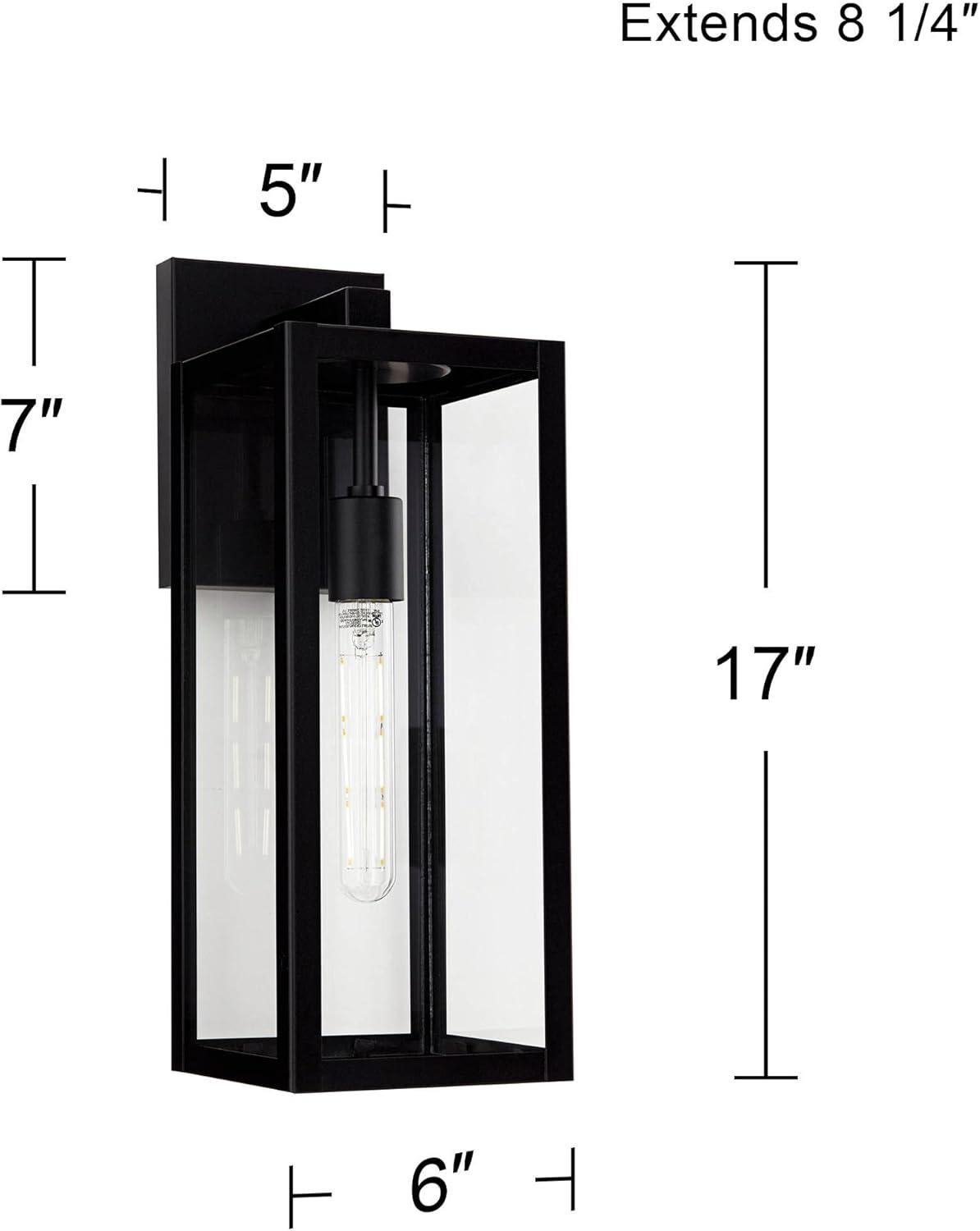 John Timberland Titan Modern Outdoor Wall Light Fixture Mystic Black 17" Clear Glass for Post Exterior Barn Deck House Porch Yard Patio Home Outside