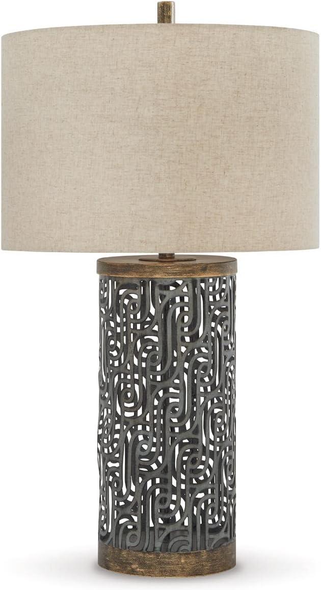 Dayo 30" Antique Gray and Gold Metal Table Lamp