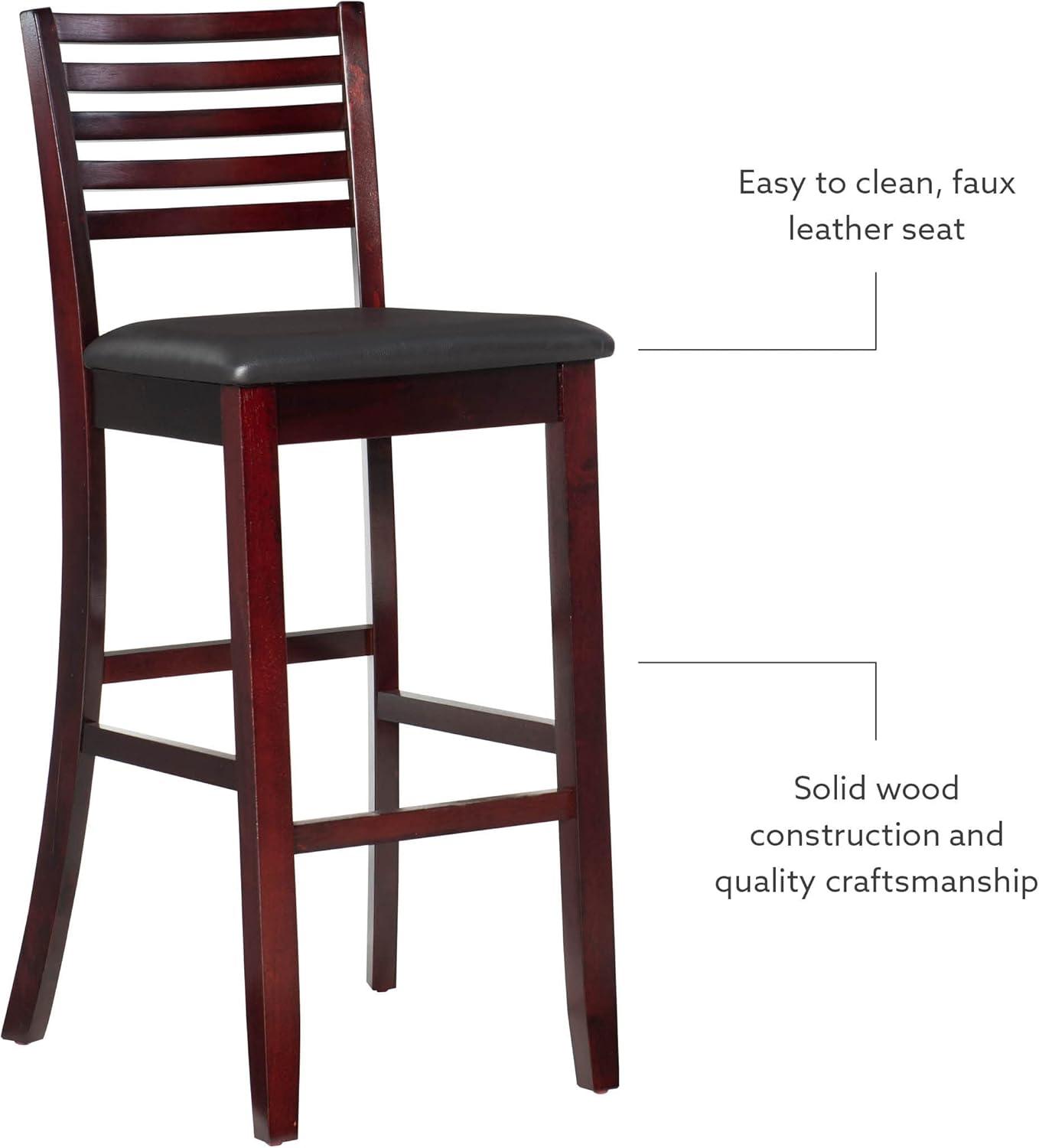 30" Torino Padded Seat Ladder Back Barstool Upholstered Seat - Espresso Wood - Linon