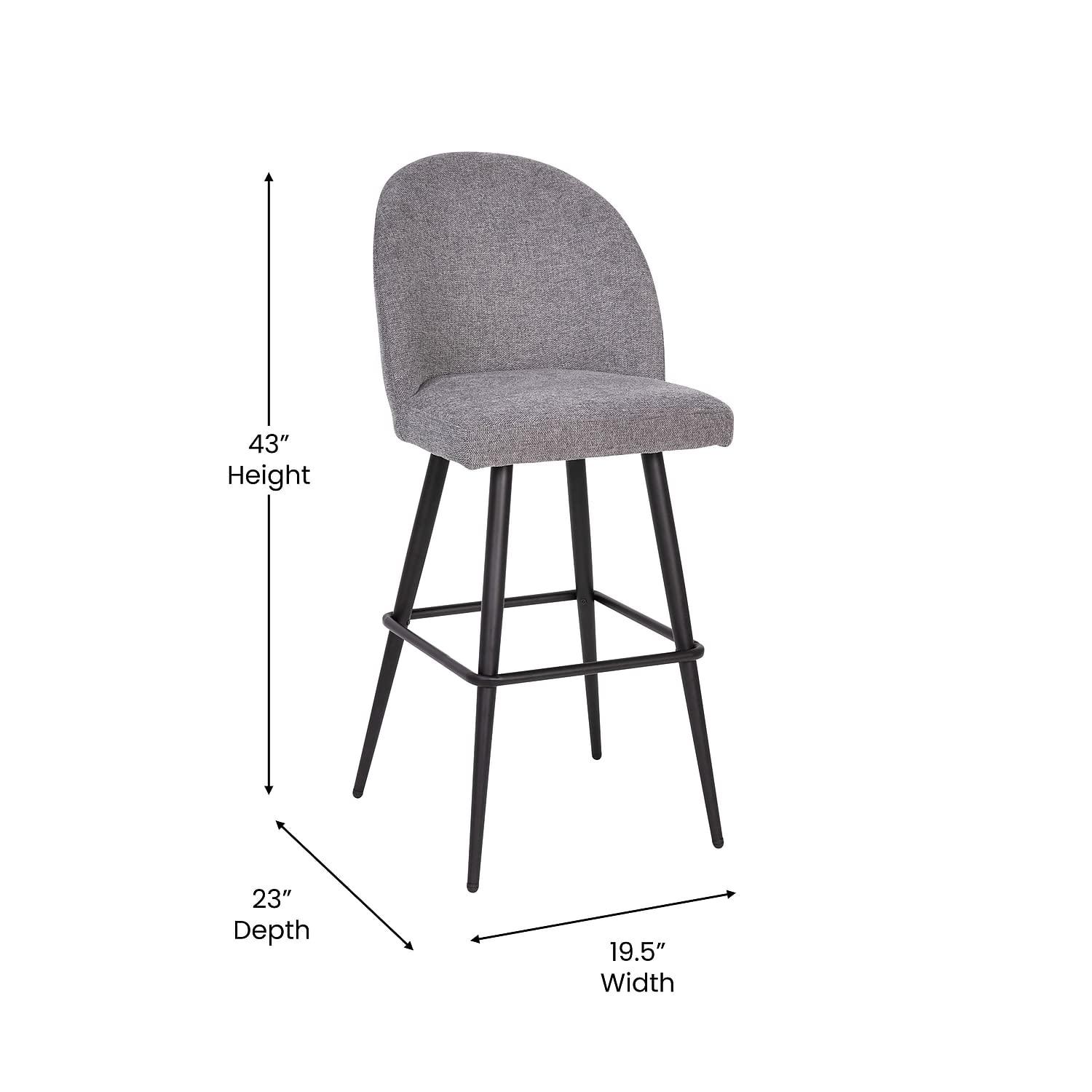 Flash Furniture Lyla Commercial Grade Modern Armless Barstools with Contoured Backrest, Steel Frame and Integrated Footrest - Set of 2