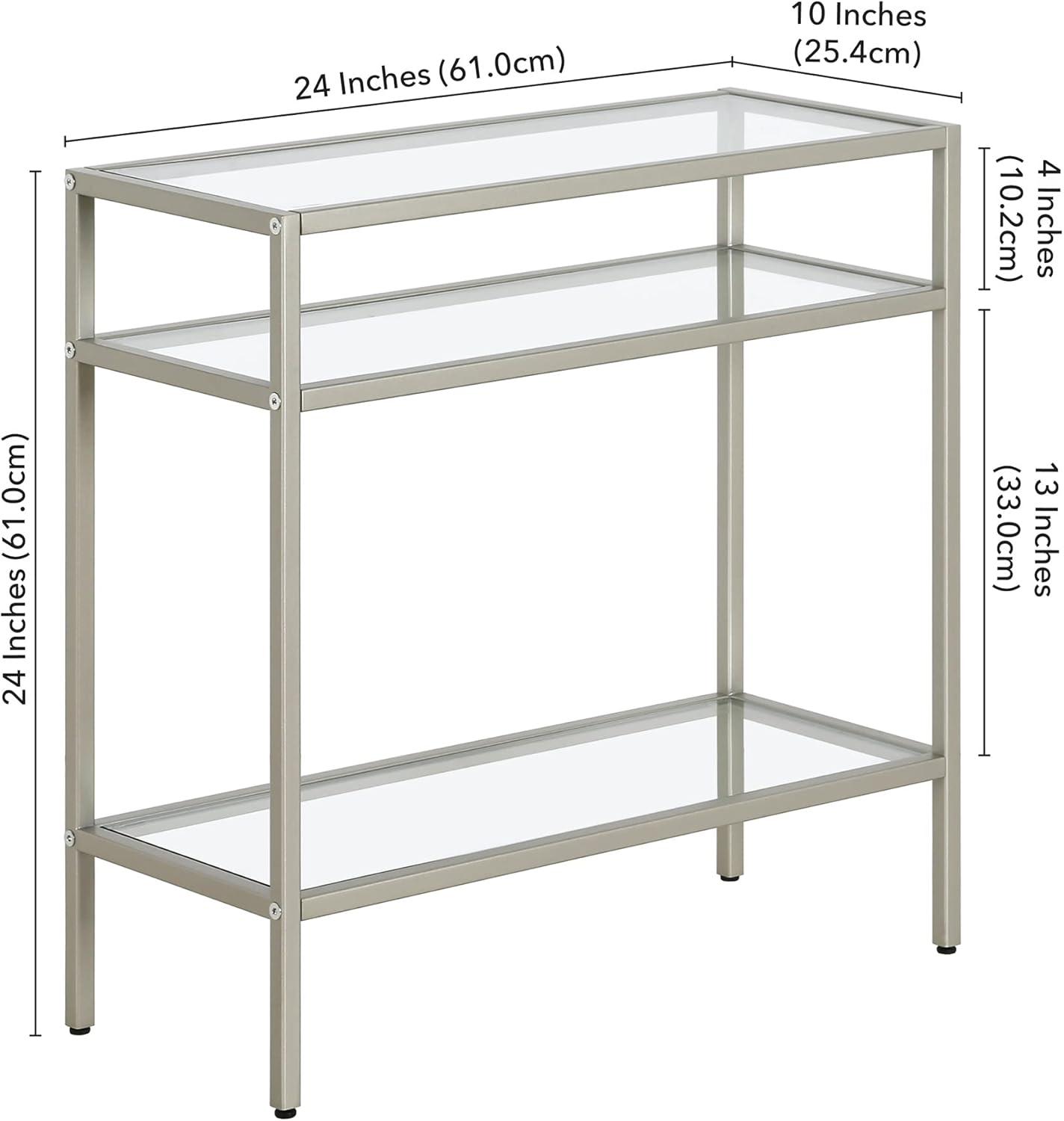 Evelyn&Zoe Sivil 24" Wide Rectangular Side Table, Satin Nickel