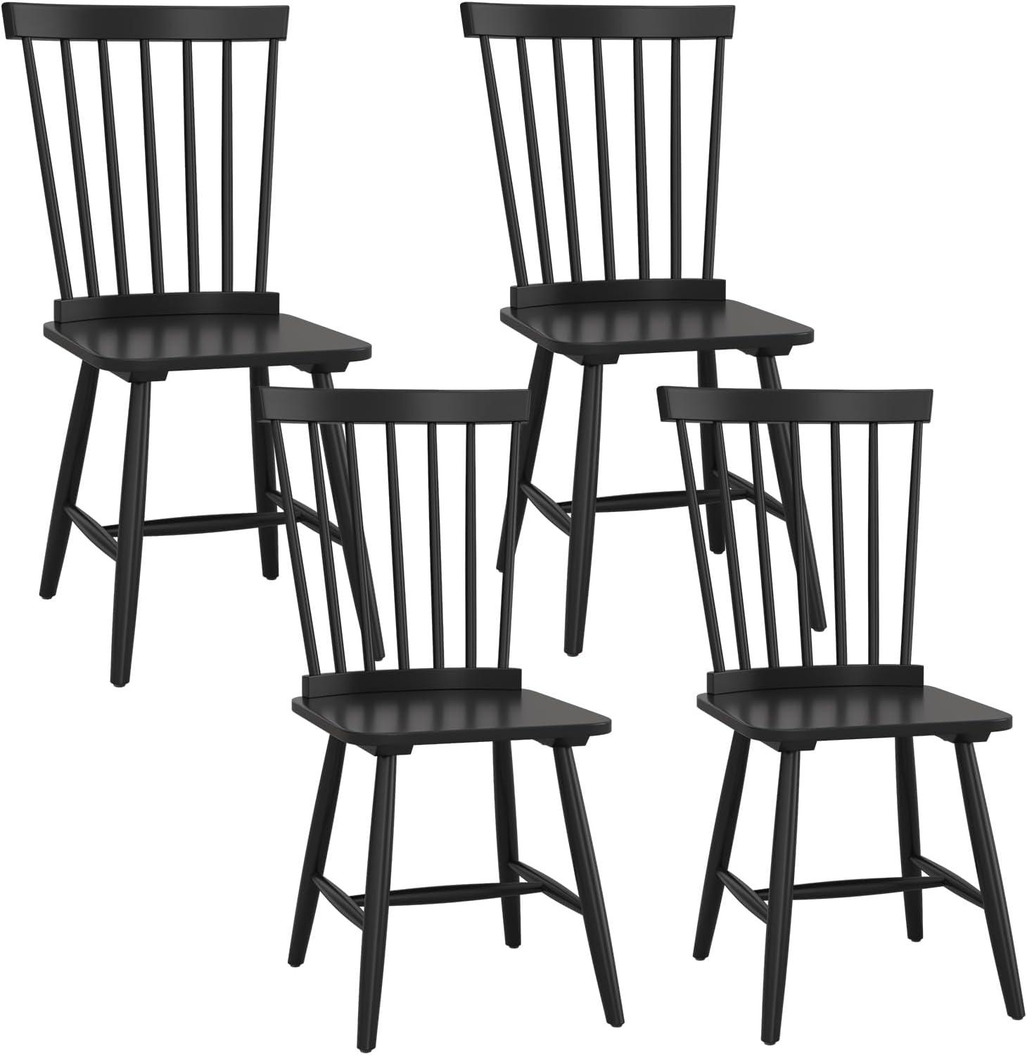 Solid Wood Windsor Back Side Chairs And Dining Chairs (Set of 4)