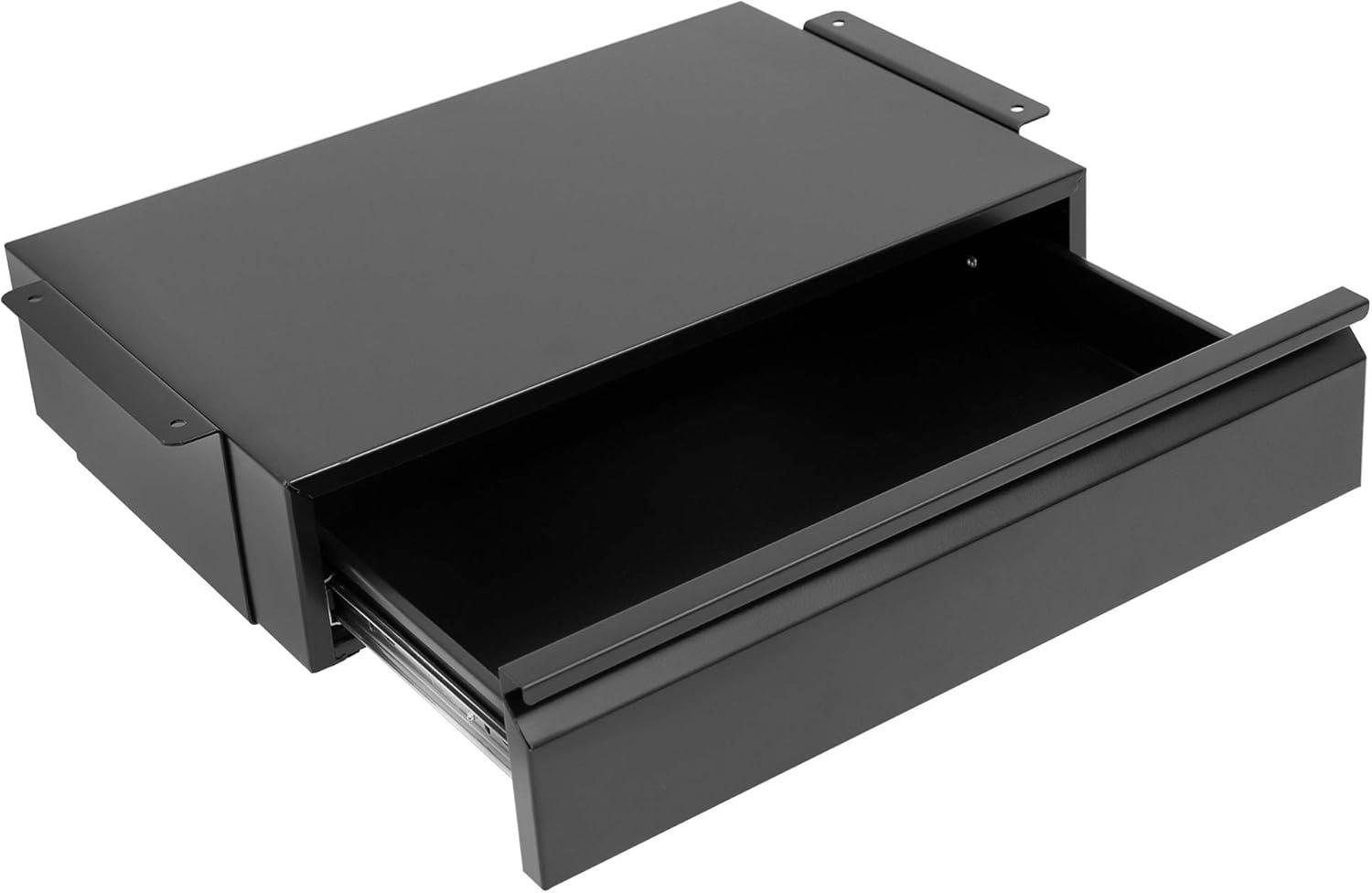 Mount-It! Under Desk Pull-Out Drawer Kit With Smooth Sliding Track | Office Storage Organizer | Mounts To Desktops Tables And Workbenches Over 0.71 Inches Thick | Matte Black