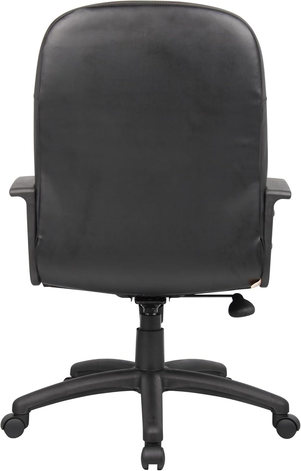 Executive Leather Budget Chair Black - Boss Office Products: Swivel, Lumbar Support, 250lb Capacity